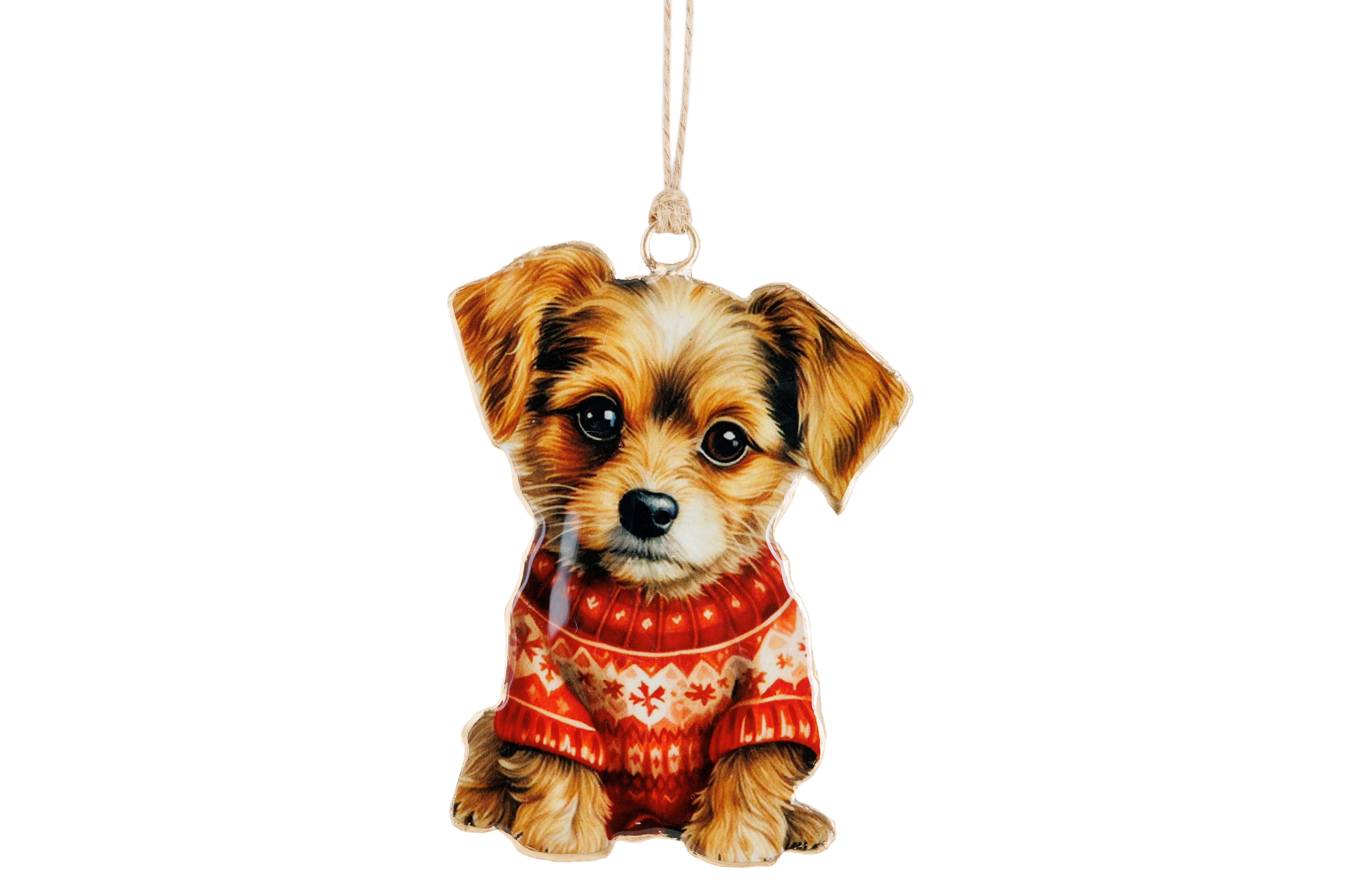 Boomhanger Cosy@Home Vintage Hond 7.5x10 cm - IJzer - Rood/Wit