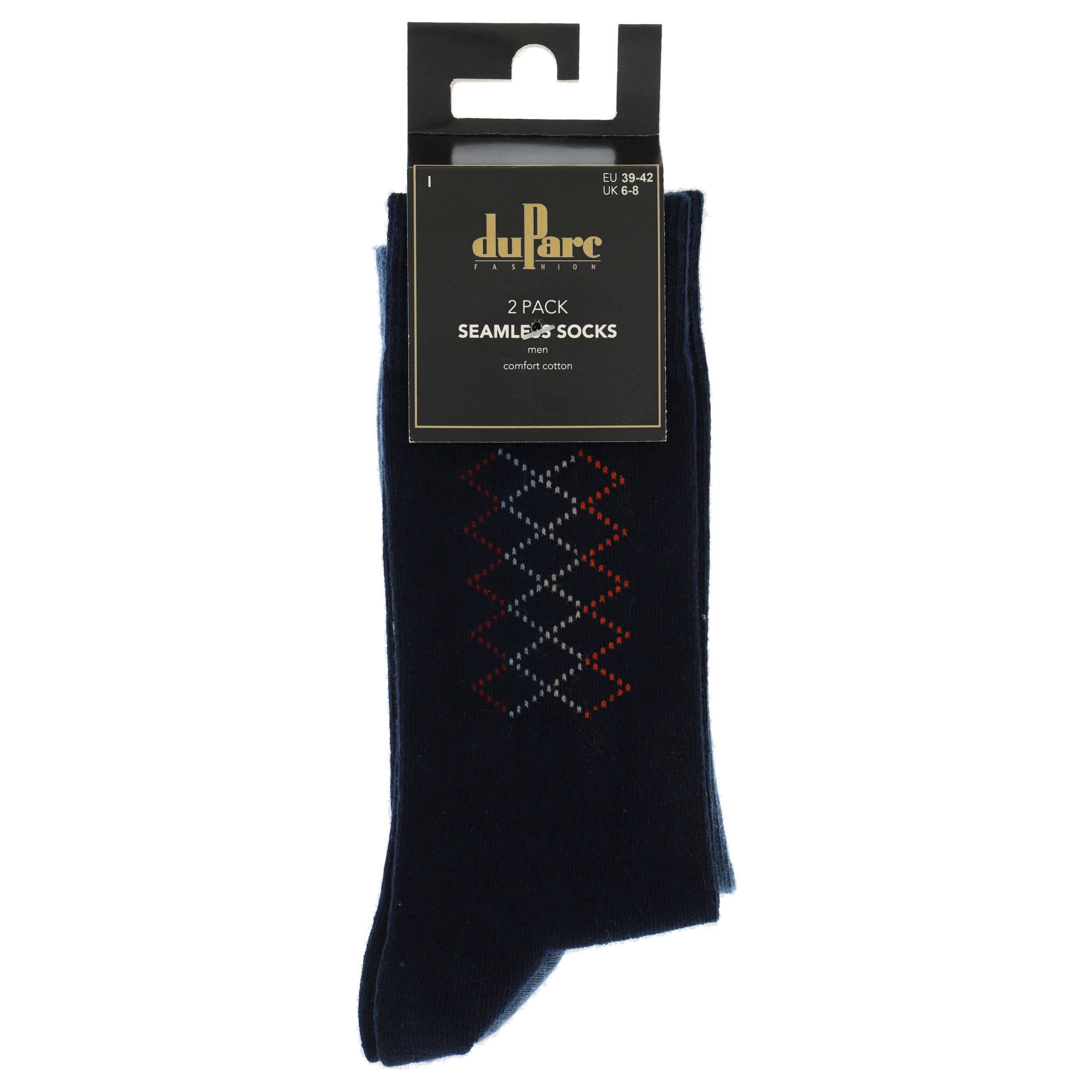 DuParc Sok Heren 2 paar Karo II DP5108 - Navy/Jeansmel - maat 39/42