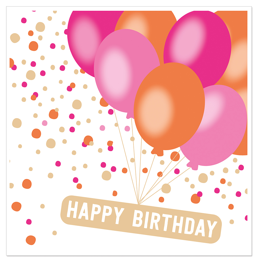 Artebene Servetten 33x33 cm Happy Birthday Ballonen Roze