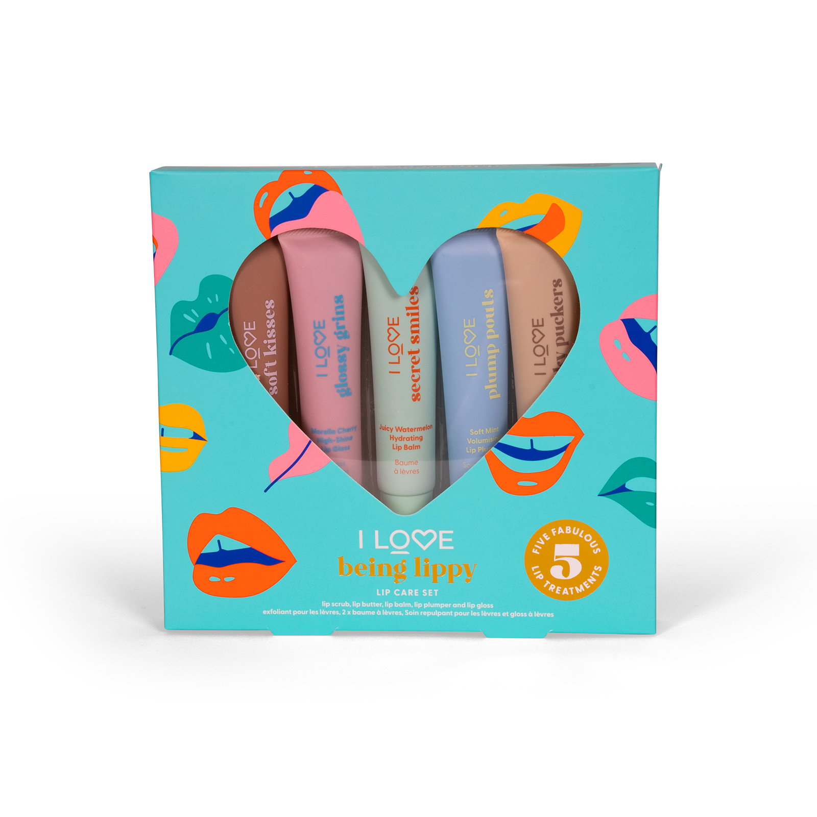 I Love Lip Care Set Being Lippy 5-delig - Lipscrub/Lipbalsem/Lipgloss/Lip Butter/Lip Plumper