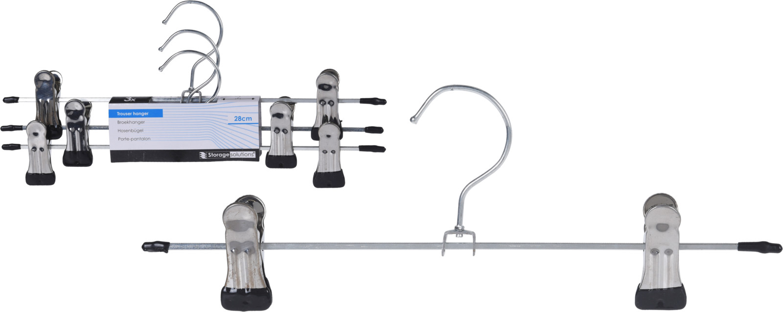Broekhanger met Clips 28.5cm set 3 stuks