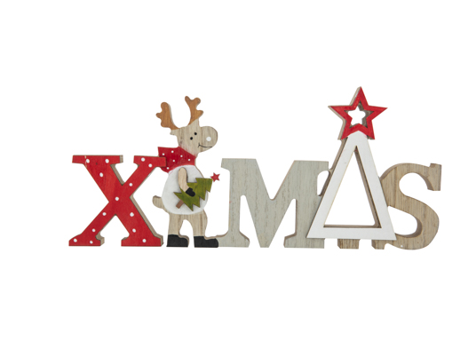 Cosy@Home Letterdeco Xmas Naturel 28x2x12 cm - Hout