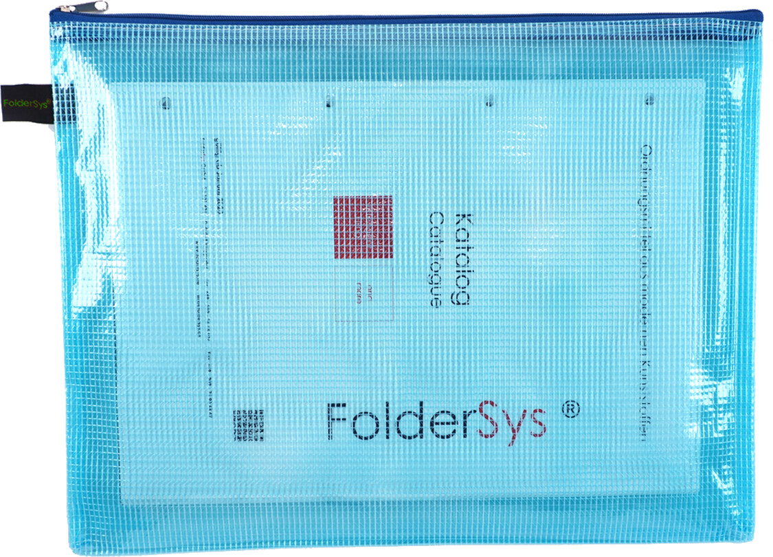 Foldersys Pochette A4 Transparant Blauw met Rits