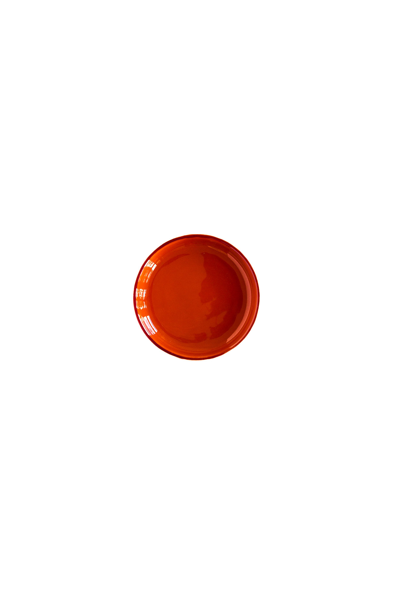 Val Pottery Marvelous Tapasbord Estela 12cm - Dark Orange & Dark Red Line - Handgemaakt Keramiek - Hoogte 2cm