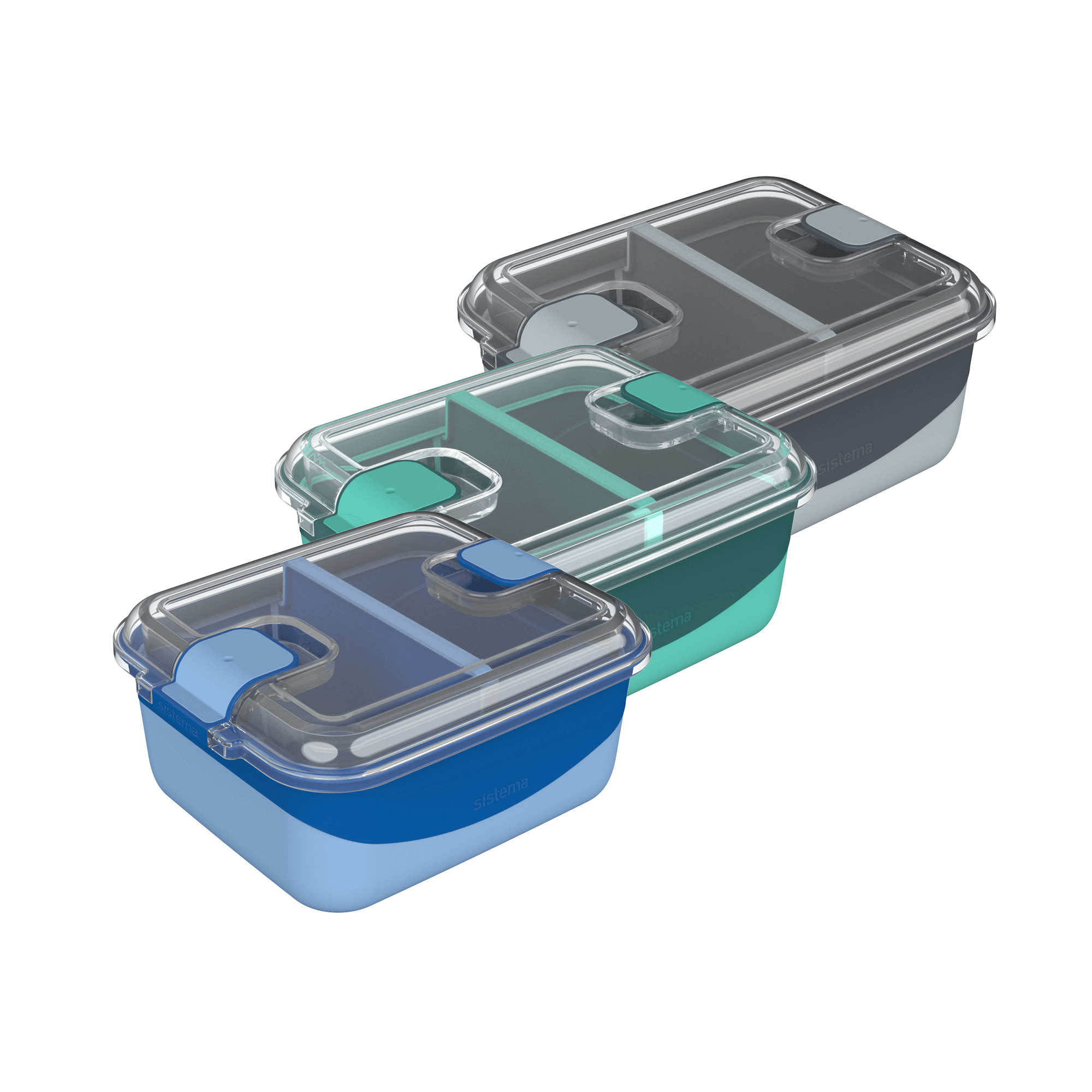 Sistema Heatables Lunchbox 1.35l met Verdeling - 19x15.7x8.7 cm - Kom met Clips en Stoomventiel-opening - assorti - prijs per stuk