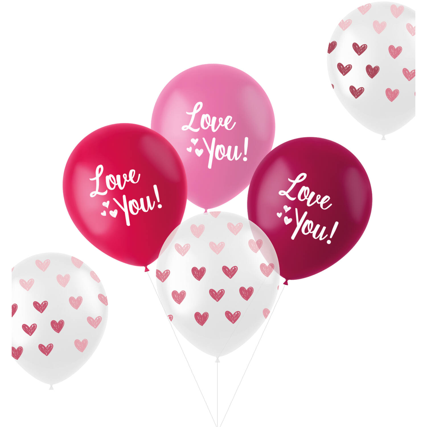 Ballonnen Love You 33 cm 6 stuks - assorti - Valentijn