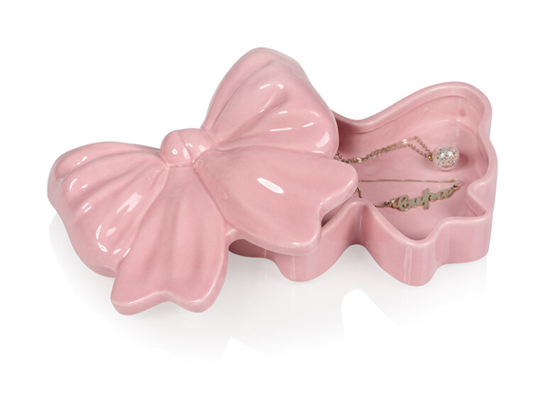 Bitten Design Juwelendoos Strik Roze - Keramiek - 14x6x13 cm