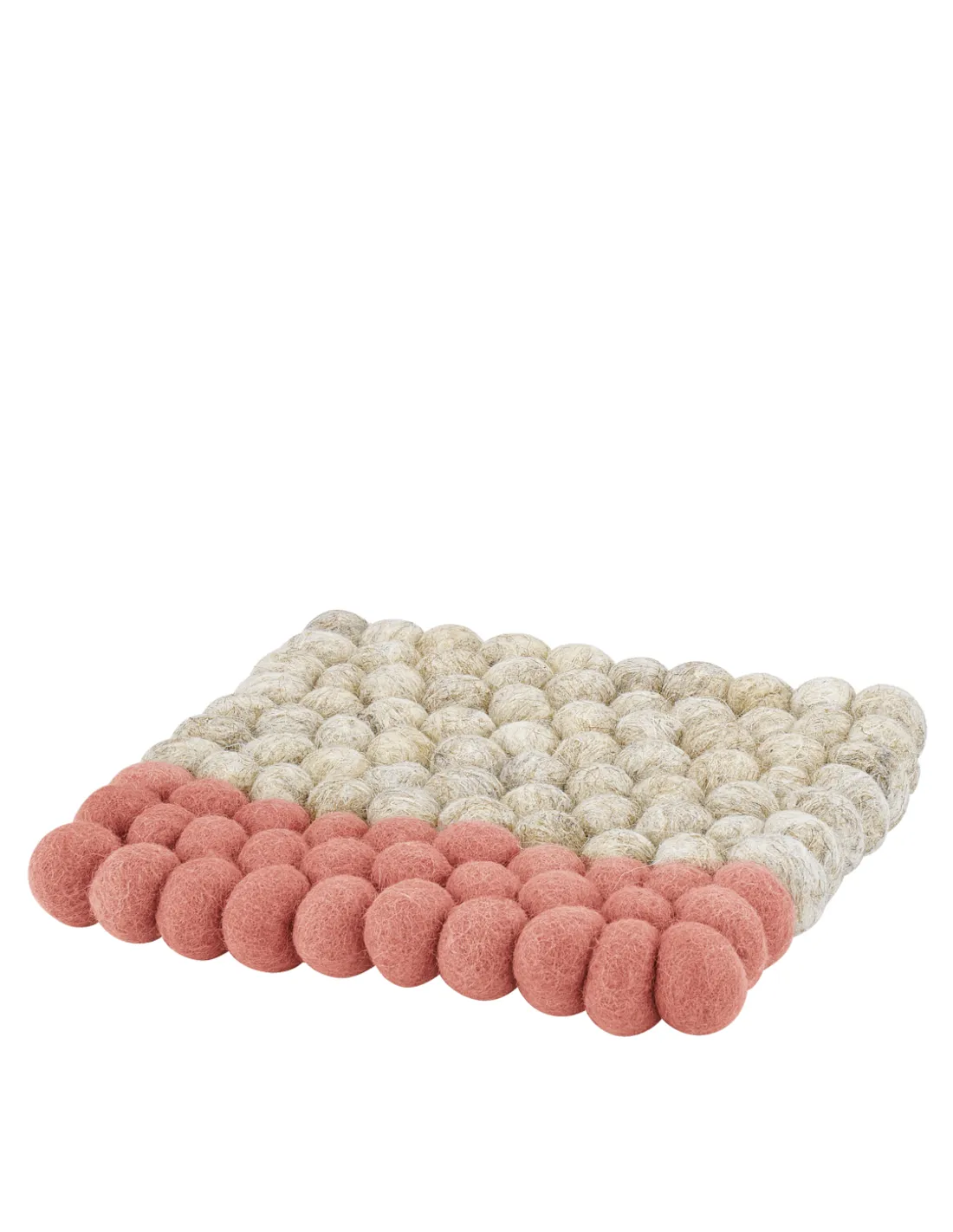 Cilio Onderzetter Lana Due Beige/Coral 21x21 cm - Schapenwol