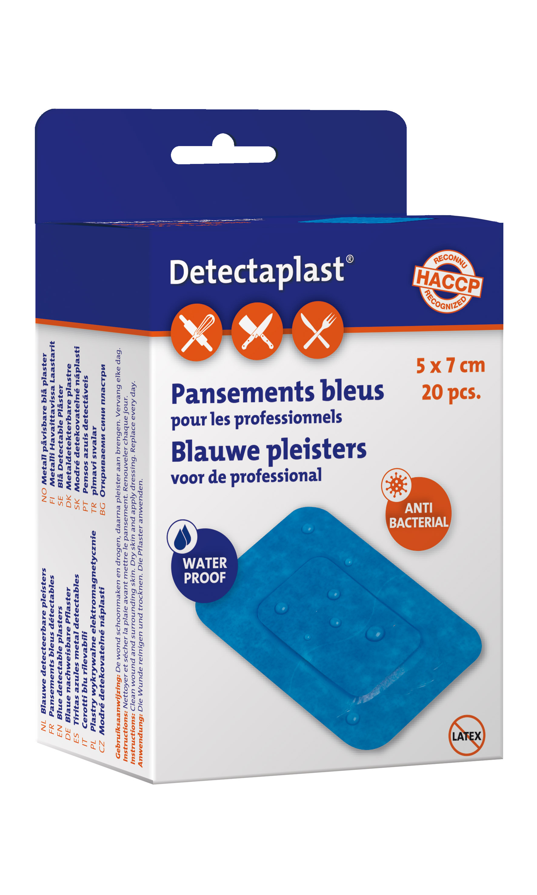 Detectaplast Second Skin Pleister 5x7cm 20 Stuks - Blauw voor professionals