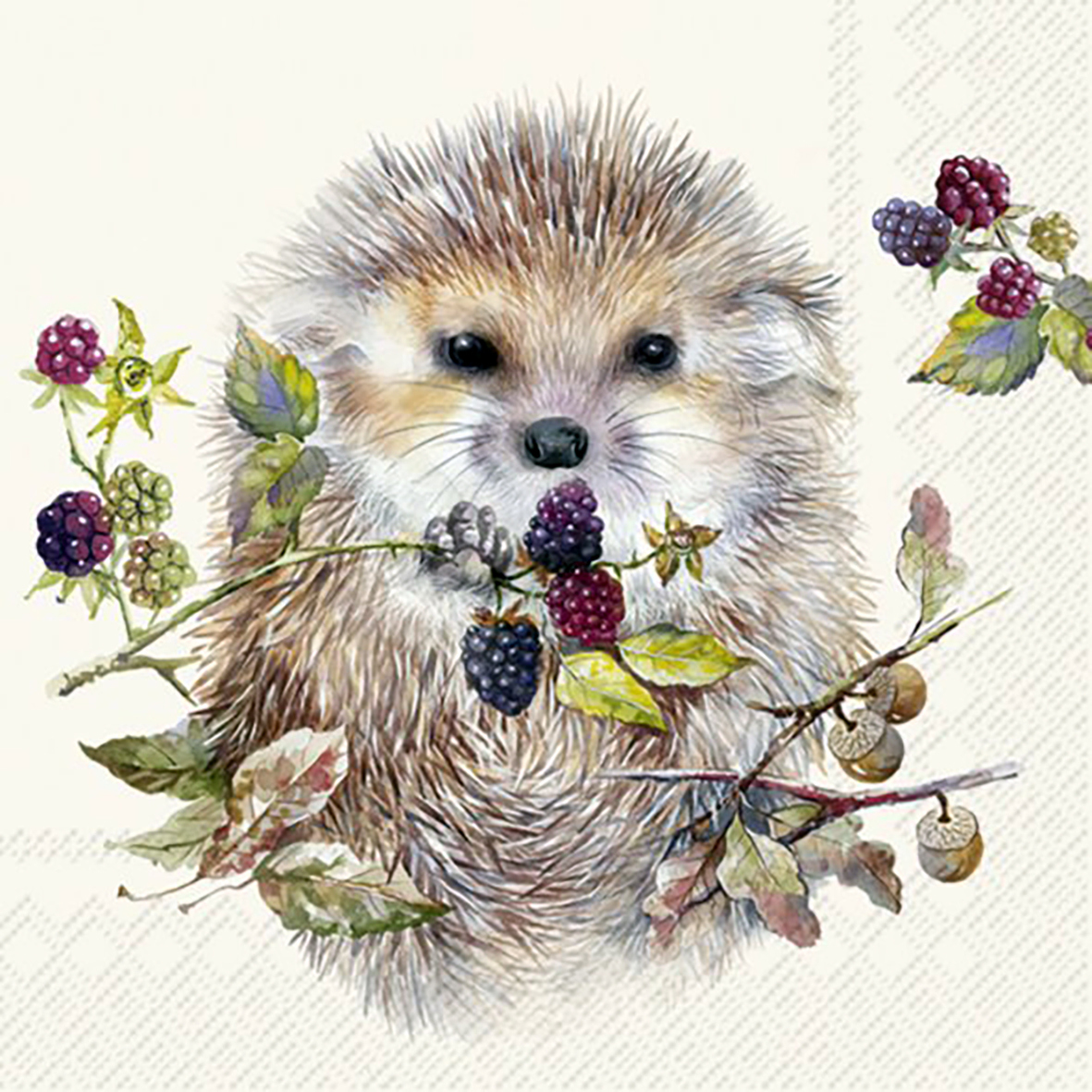 Ihr Cocktailservetten 25x25 cm 20 stuks Cream Forest Hedgehog