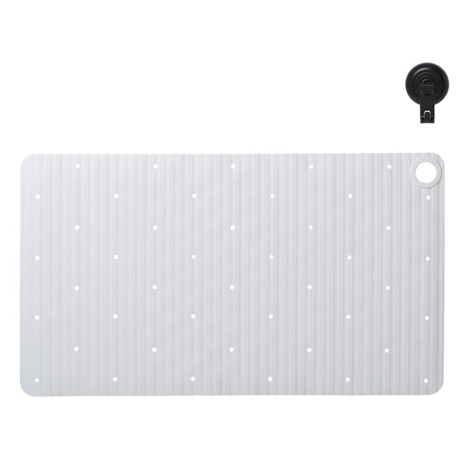 Sealskin Badmat Antislip Ribb 40x70 cm Wit inclusief Zwarte Haak