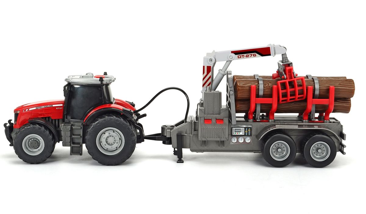 Dickie Tractor Massey Ferguson 8737 met Bomen Transport, licht en geluid, 41 cm Dickie Tractor Massey Ferguson 8737 met Bomen Transport, licht en geluid, 41 cm