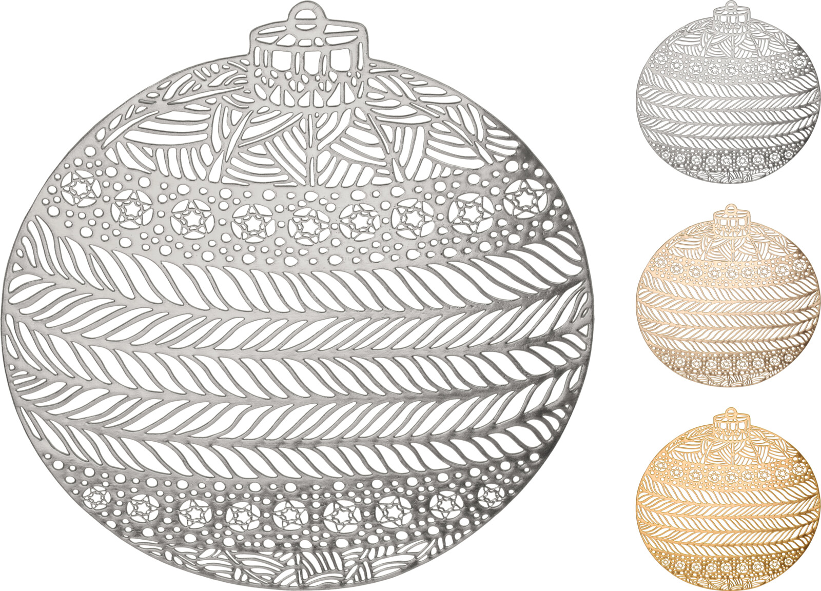 Placemat Kerstbal Goud/Rose/Zilver 38cm - assorti - prijs per stuk
