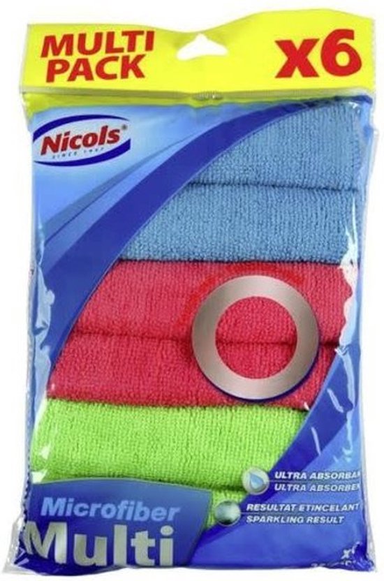 Nicols Microvezeldoek Multi 32x32 cm 6 stuks