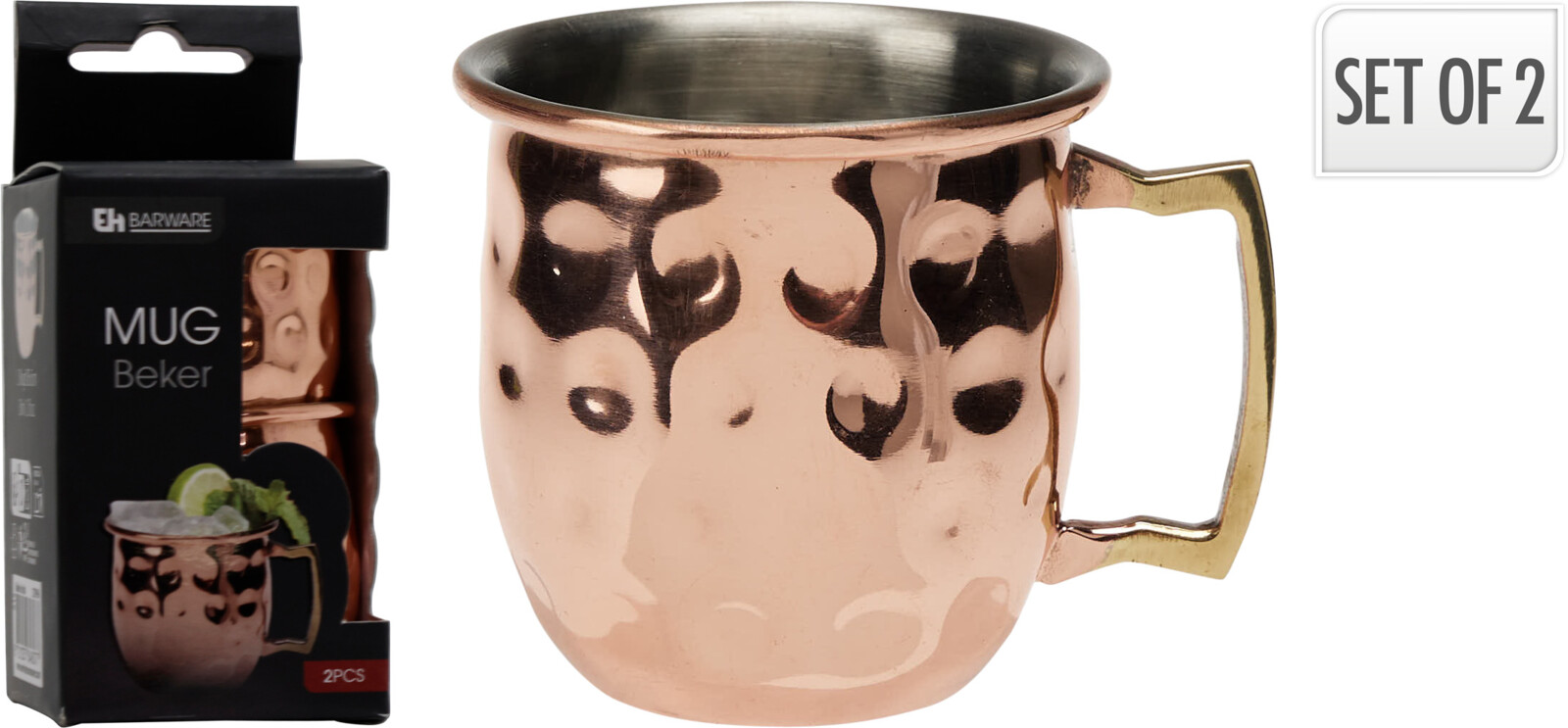 Beker Moscow Mule 30ml set 2 stuks - RVS - 5x5 cm