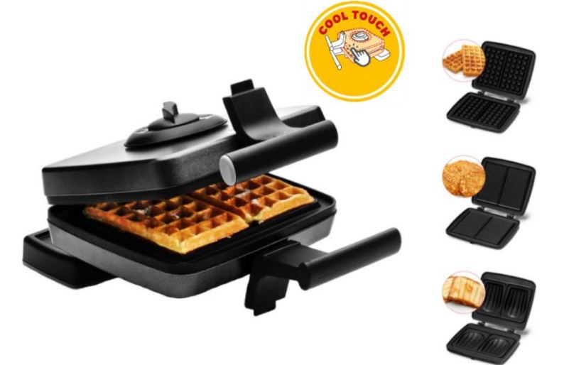 Frifri Wafelijzer 2 Wafels 4X7, 1200 Watt, met gratis vorm boterwafels en vorm croque