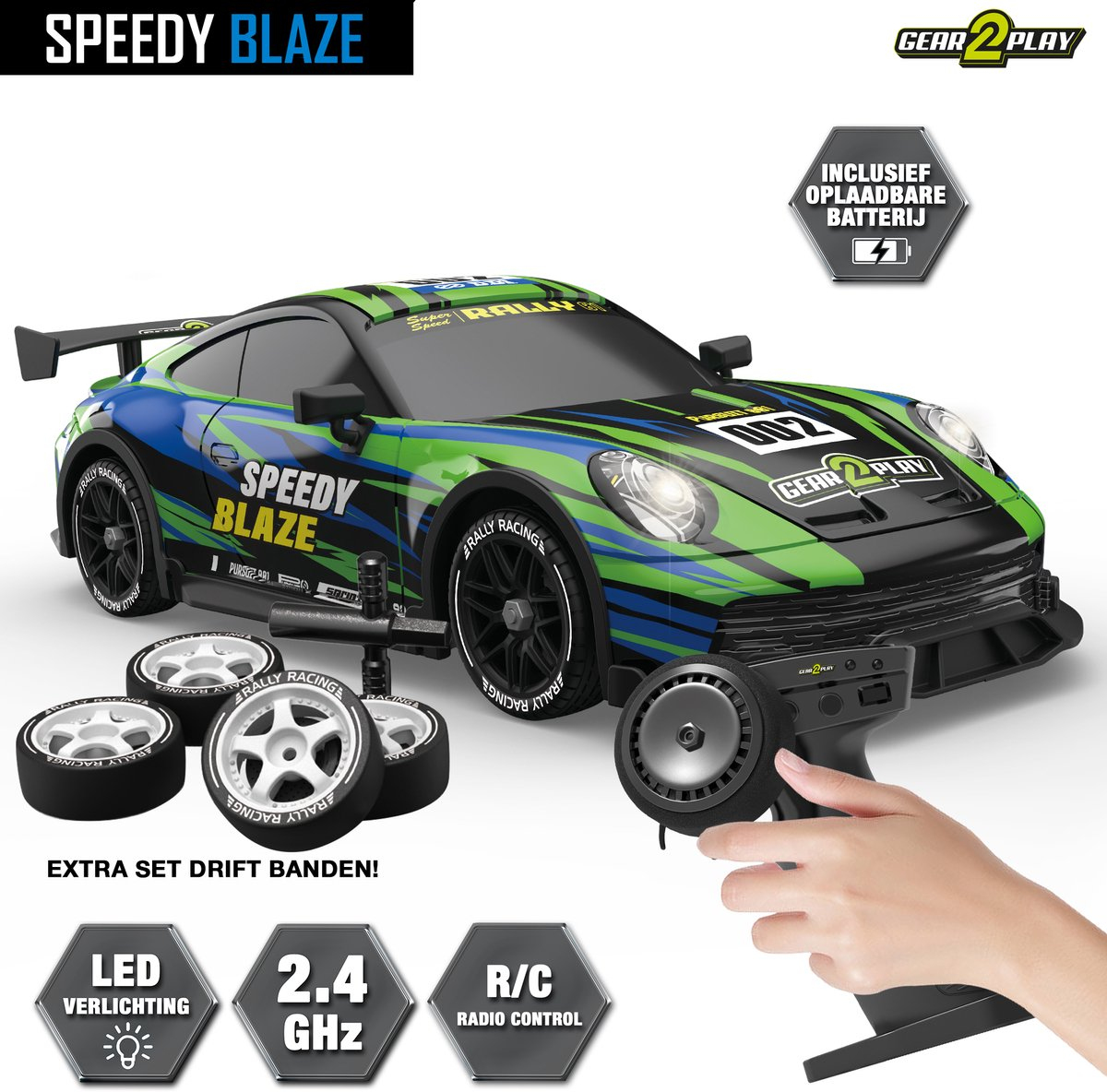 Gear2Play RC Speed Blaze - extra set wielen om te driften