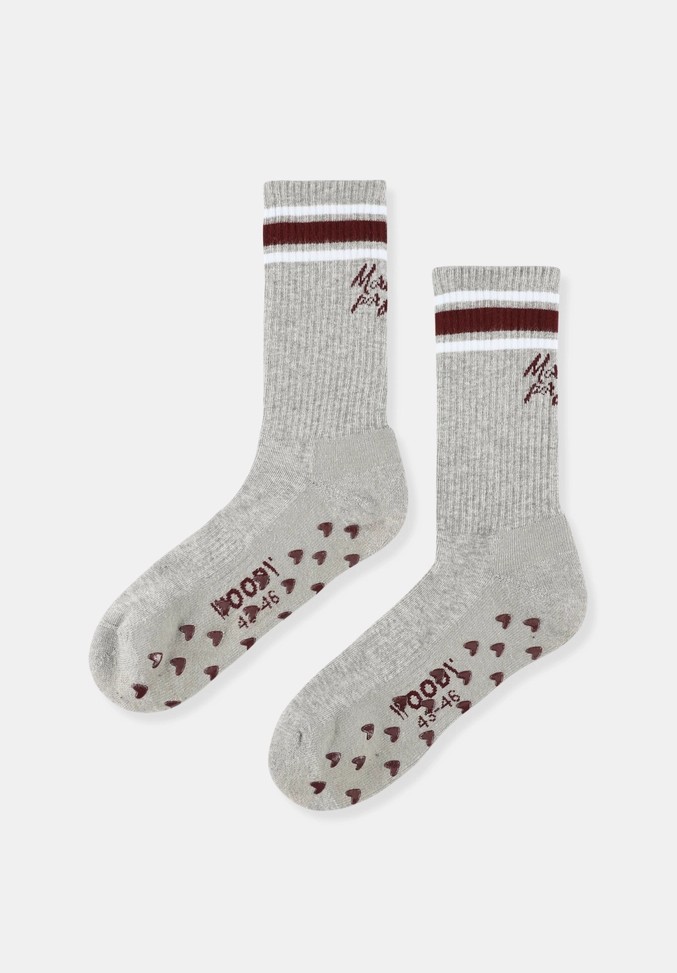 Woody & Kirilove Sokken Dames Antislip 2 paar Light Grijs Mélange - maat 39-42