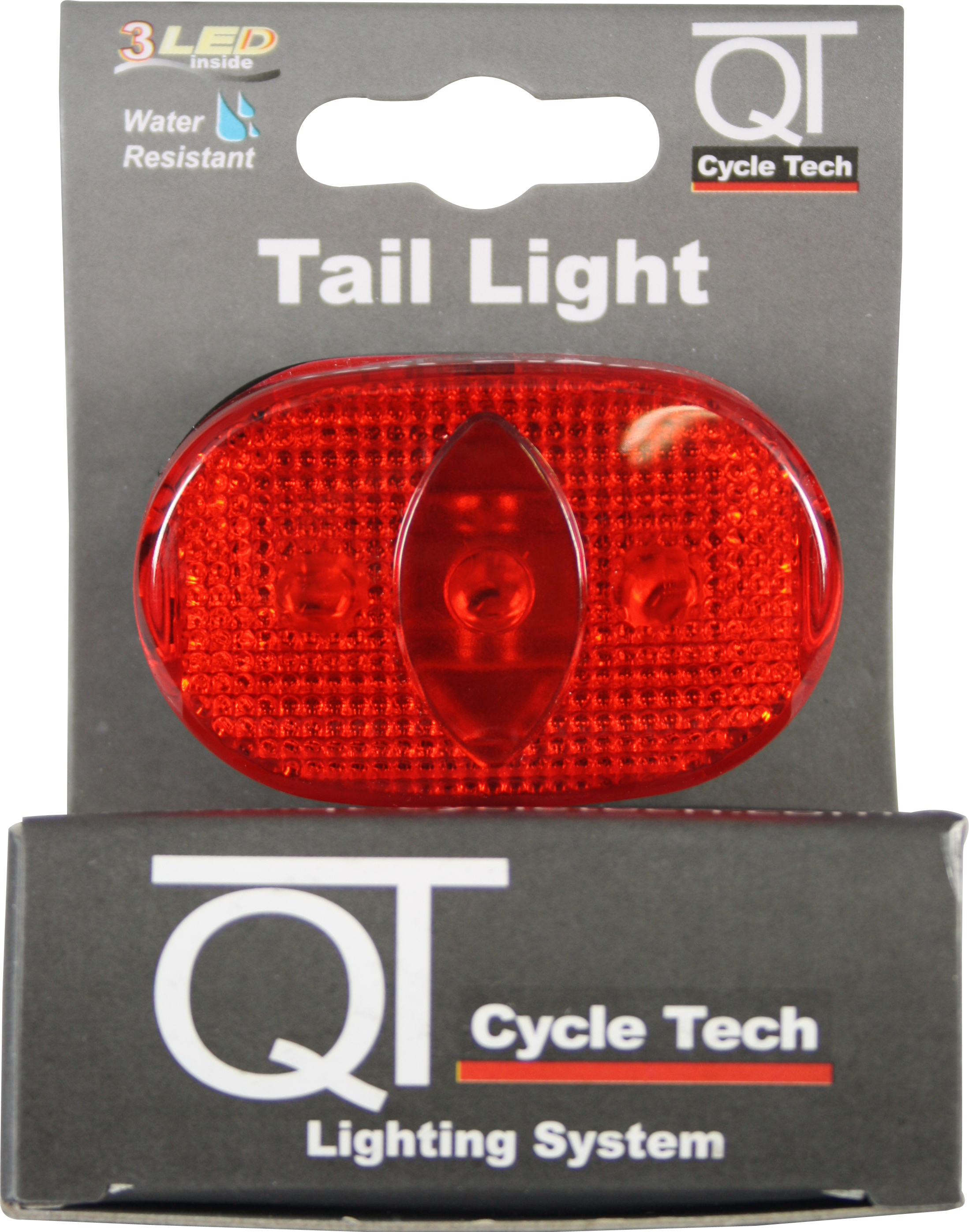 QT CycleTech Achterlicht rood 3 LED's Batterijen en bevestiging inbegrepen