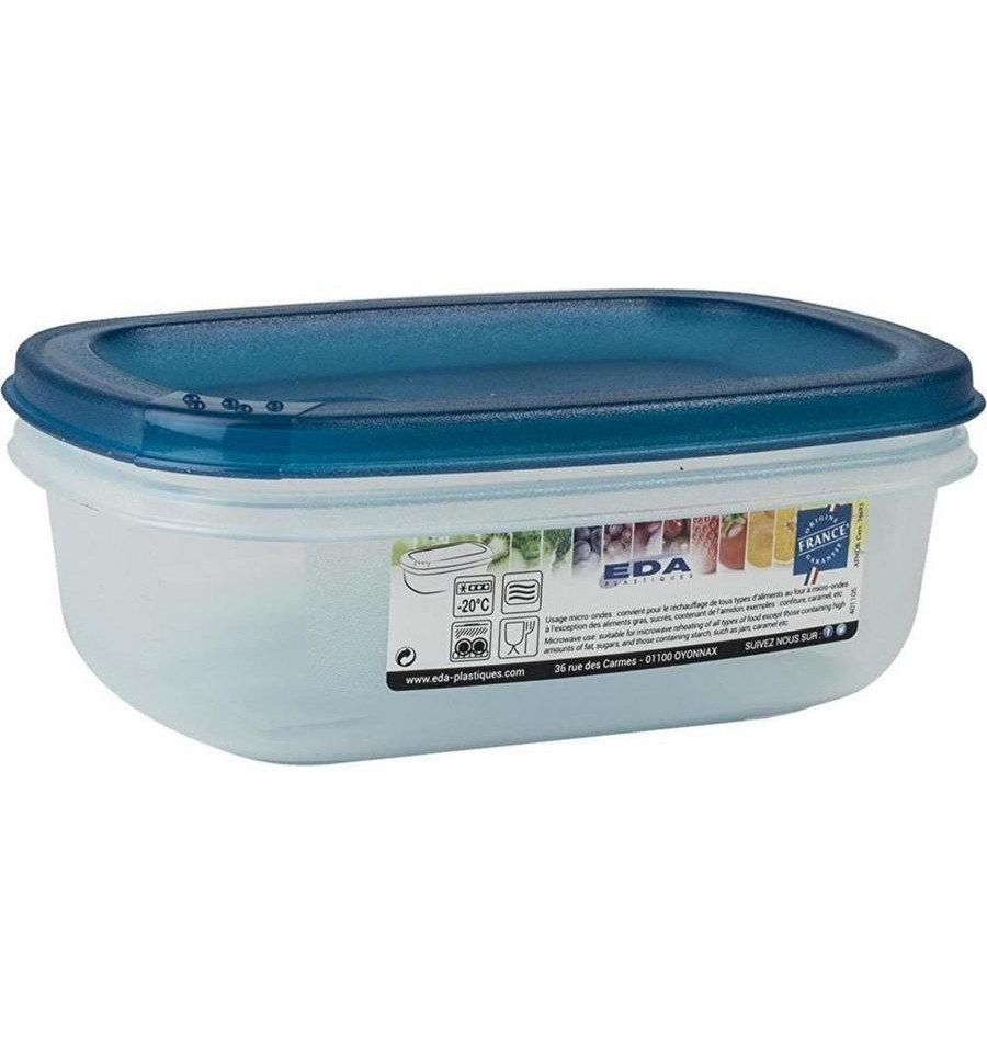 Bewaardoos Transparant/Blauw 1.5l - 23x14.5x8.5 cm