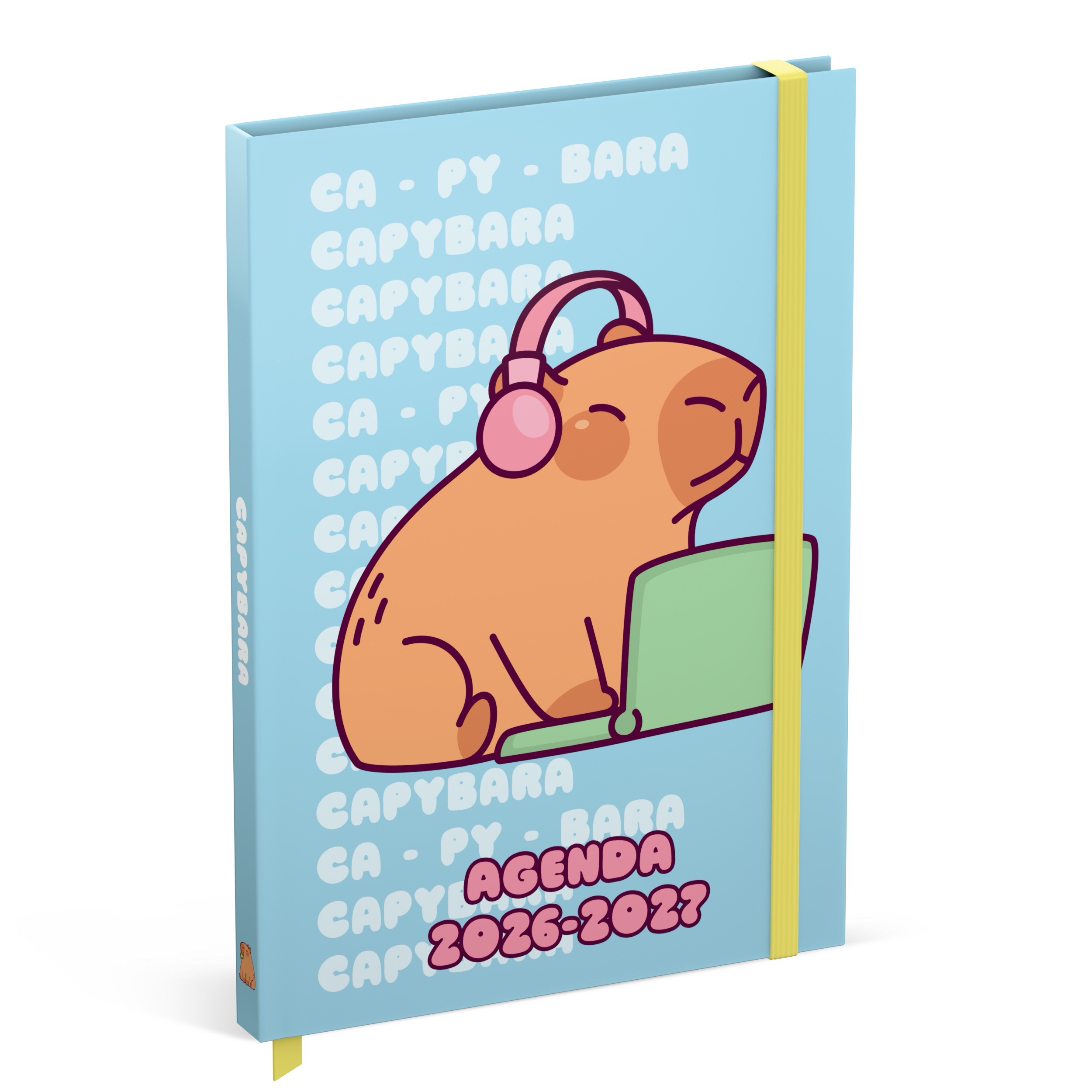 Capybara Schoolagenda 2026-27 Internationaal 1dag/pag Blauw 12.5x17.5 cm