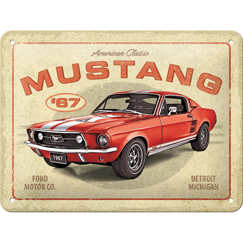 Nostalgic Art Tinnen Bord 15x20 cm Ford Mustang - GT 1967 Red