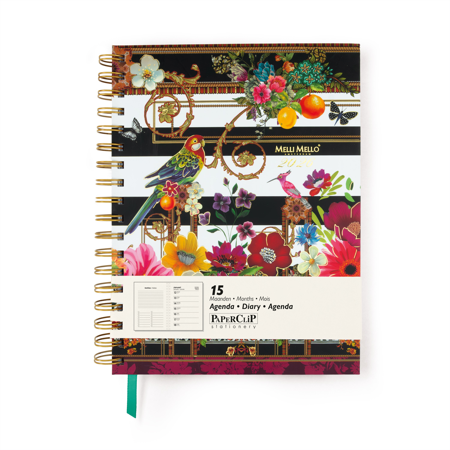 Paperclip Bureau Agenda 2026 Melli Mello 15M 1week/pag+Notes 17.5x23.5 cm