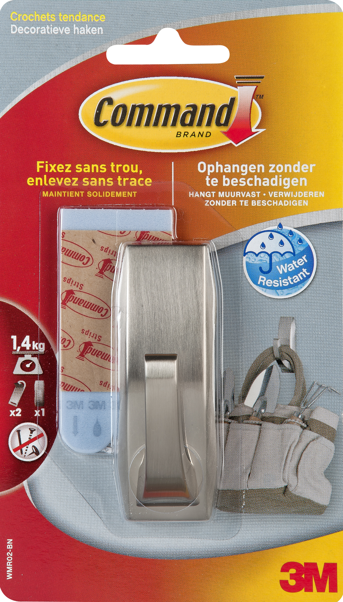 Command by 3M Haak Medium Metaal Modern - Nikkel - Waterbestendige Strip