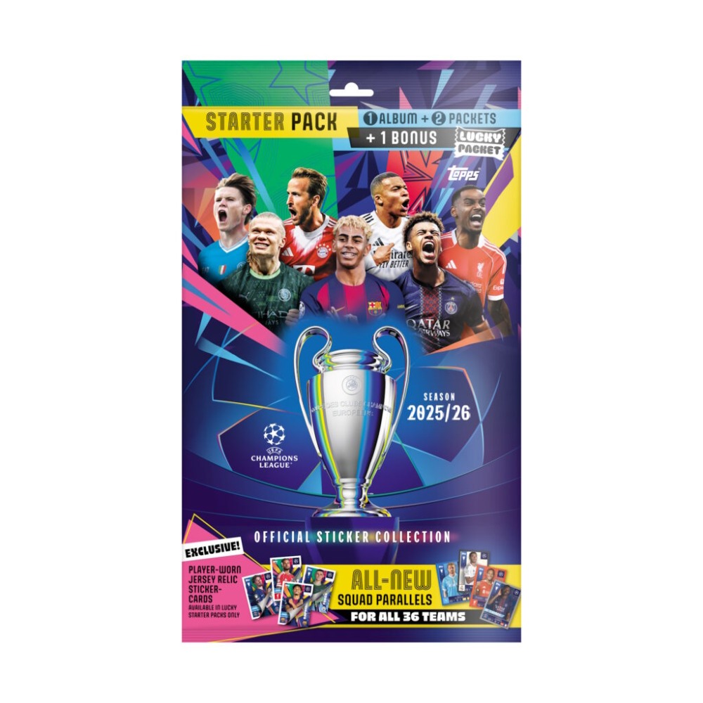 Topps UEFA Champions League Stickers Starter Pack Album + 2 Pakjes - Official Sticker Collection 2025-26