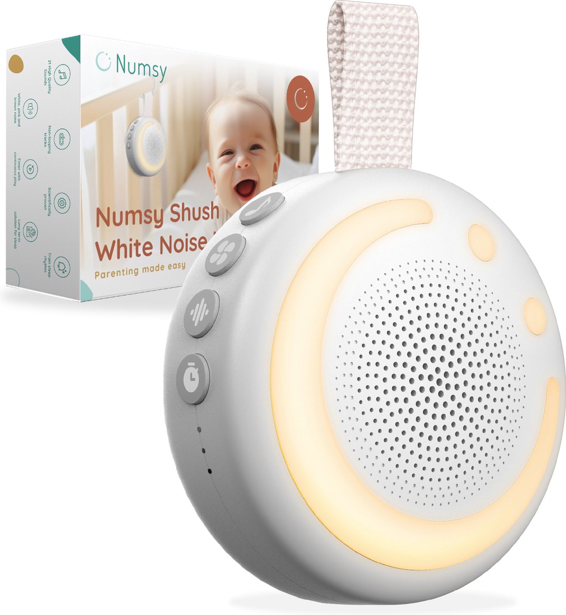 Numsy White Noise Machine Shush On the Go met Ophangkoord
