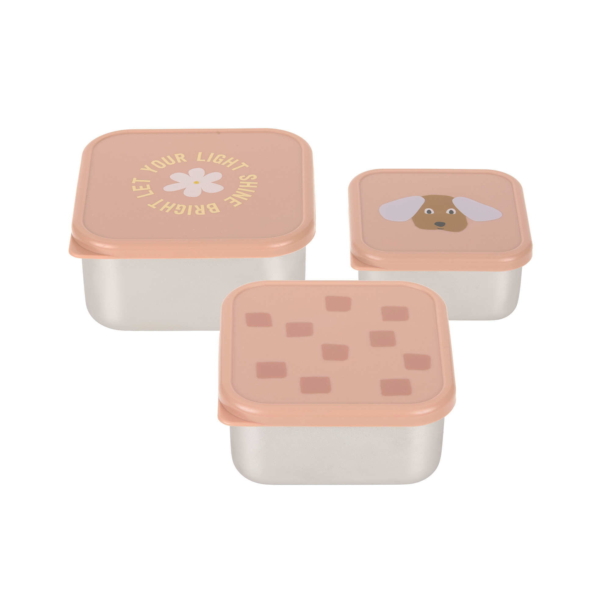 Lässig Snackdoosjes Rvs Pattern Party rose - 3 stuks