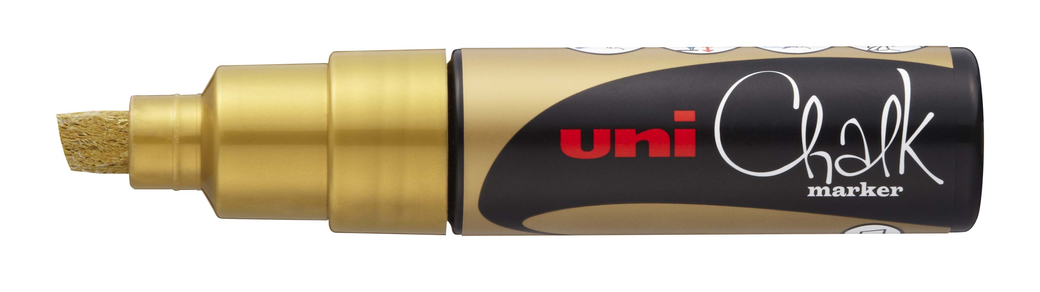 Krijtmarker 8 mm Schuine Punt Chalk Marker by Uni - Goud