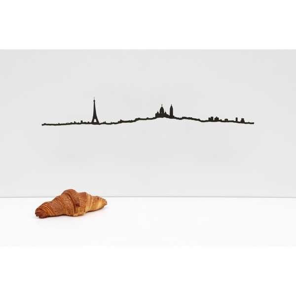 The Line Panorama Muurdecoratie Metaal Parijs - Zwart