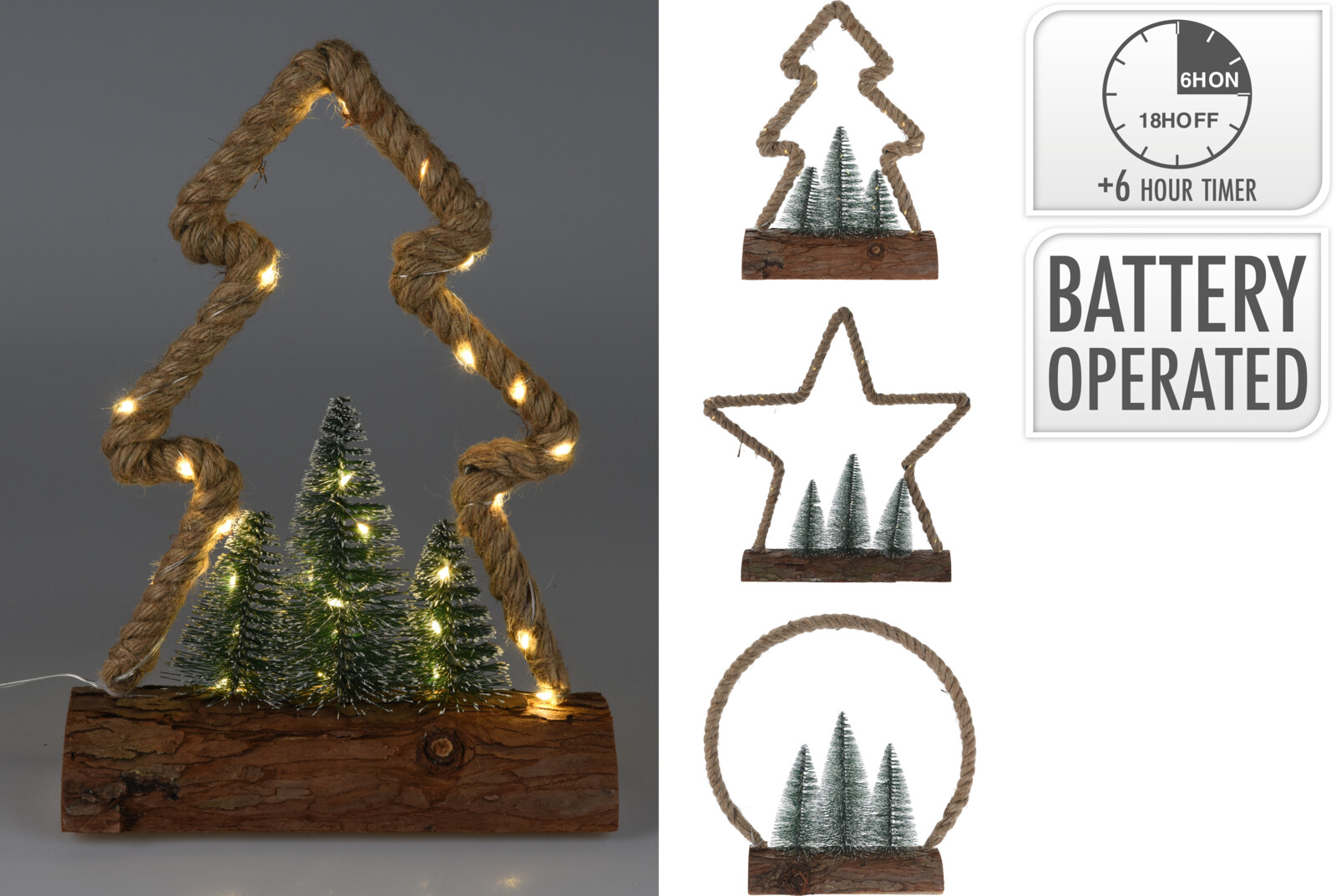 Kerstboom LED Jute - 30 leds - assorti - prijs per stuk
