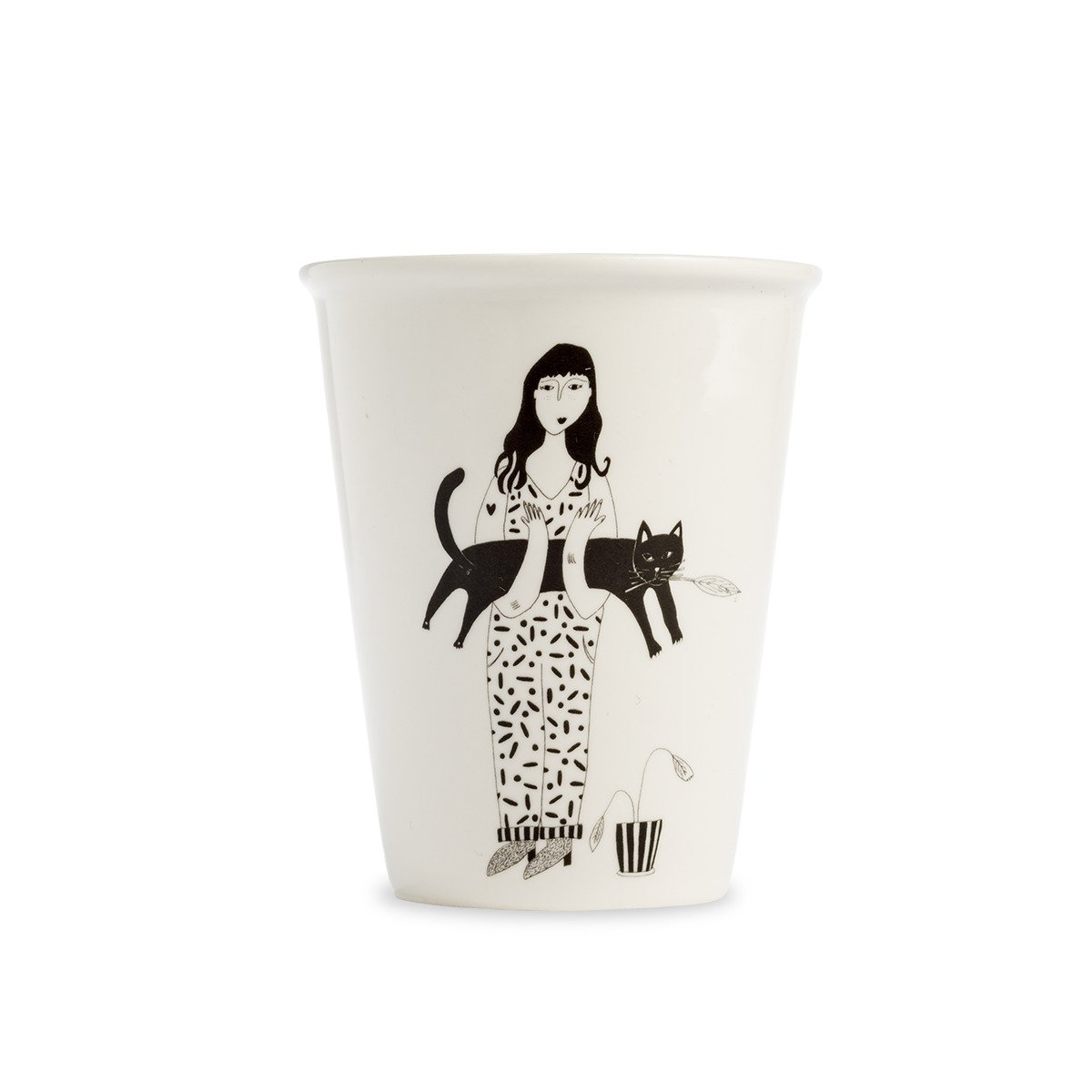 HelenB Beker Black Cat 220ml - Porselein - 8x9.5 cm