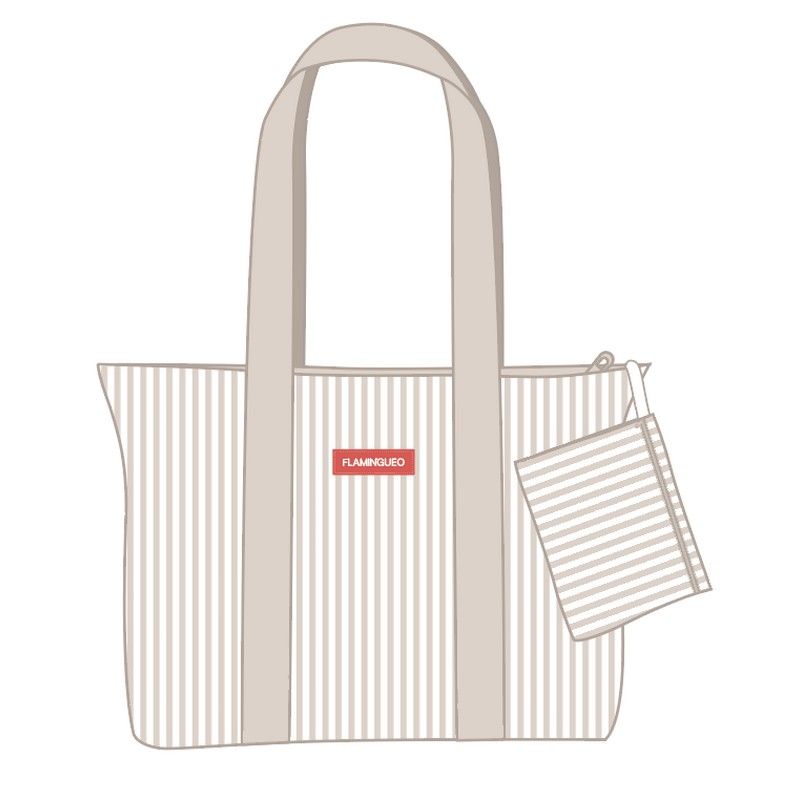 Flamingueo Shopper Bruny Beige - 50x20x35 cm - Canvas - met Opbergzakje 20x15 cm - Sea La Vie