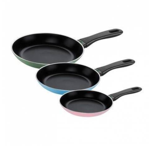 Ballarini  Bakpannen Caprera 20-24-28 cm in set Roze Blauw Groen assorti  - Keramische Antikleef - alle Vuren