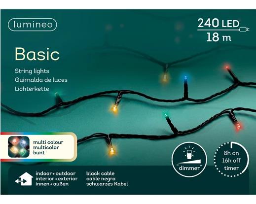 Kerstverlichting Basic LED 18m - 240 Lights - Black/Multicolor - In/Outdoor