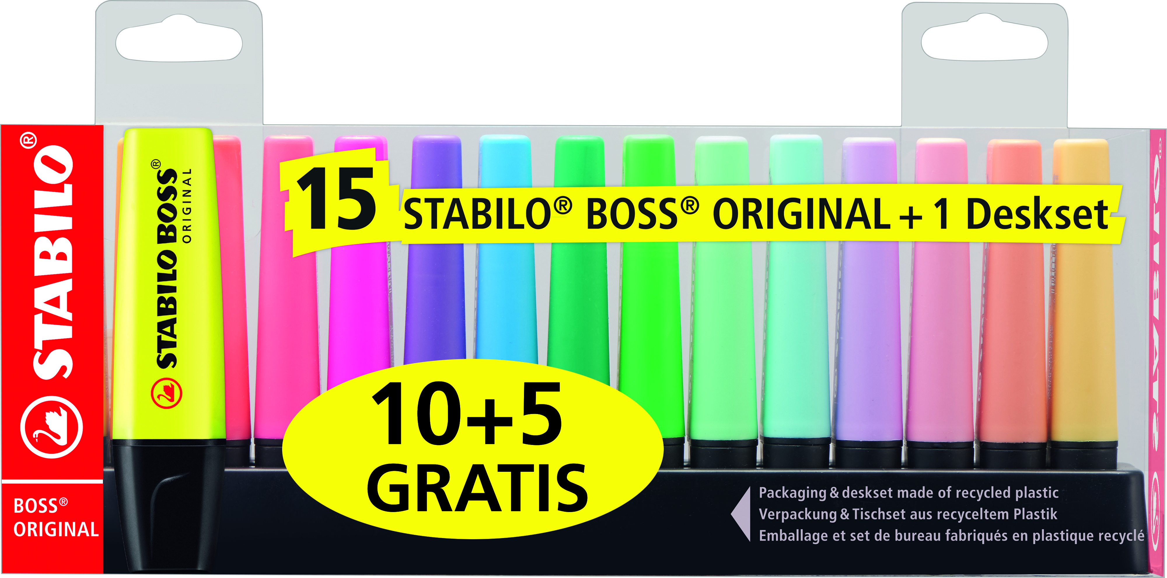 STABILO BOSS Markeerstift Original Deskset Pastel 10+5 gratis