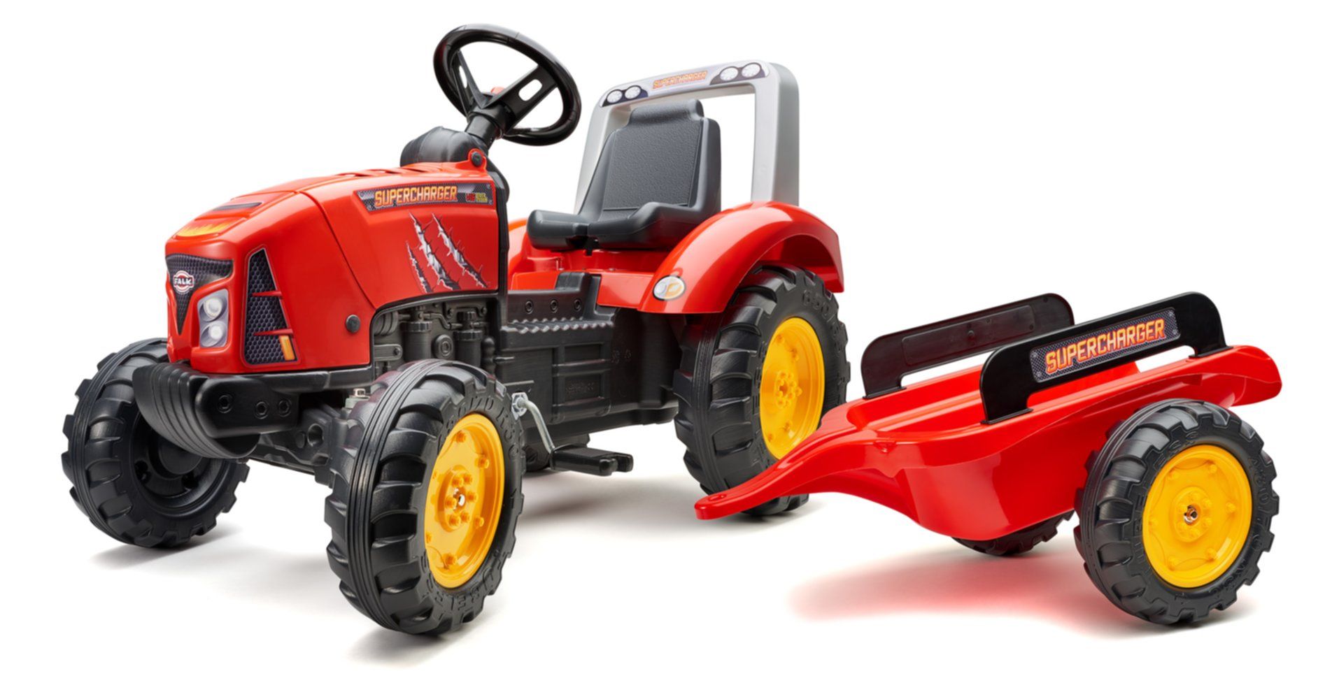 Falk Supercharger Tractor met Aanhanger Rood, 3-7 jaar
