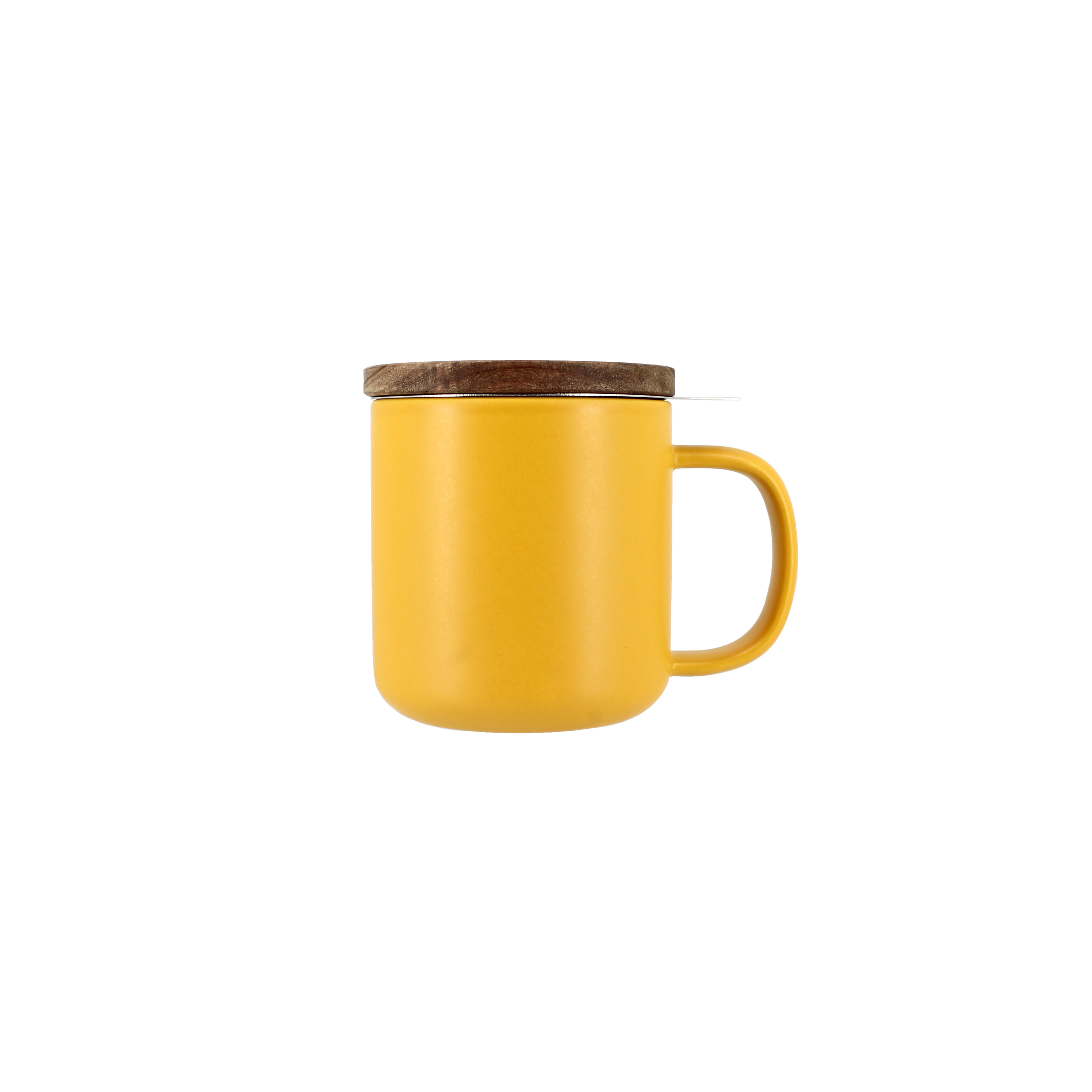 OGO Theemok Geel 300ml met Inzet en Acacia Deksel