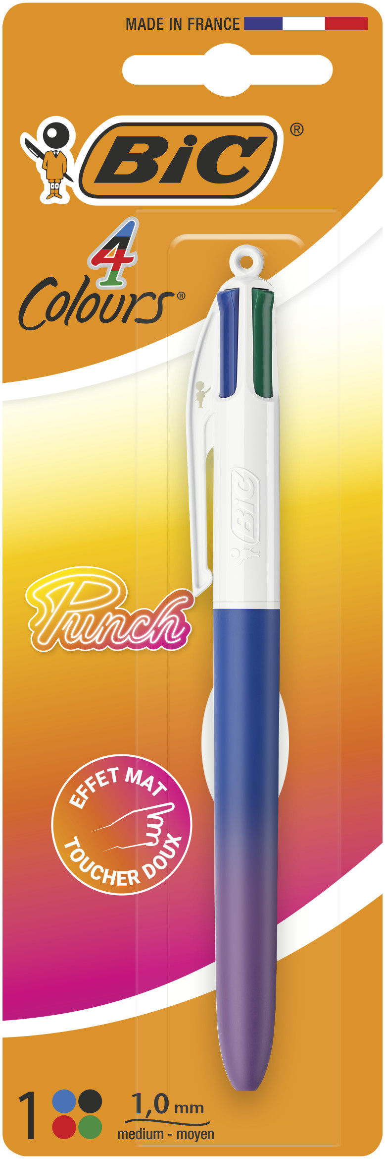 Bic 4 Colours Balpen Punch Bicolor assorti Blister - per stuk Bic 4 Colours Balpen Punch Bicolor assorti Blister - per stuk