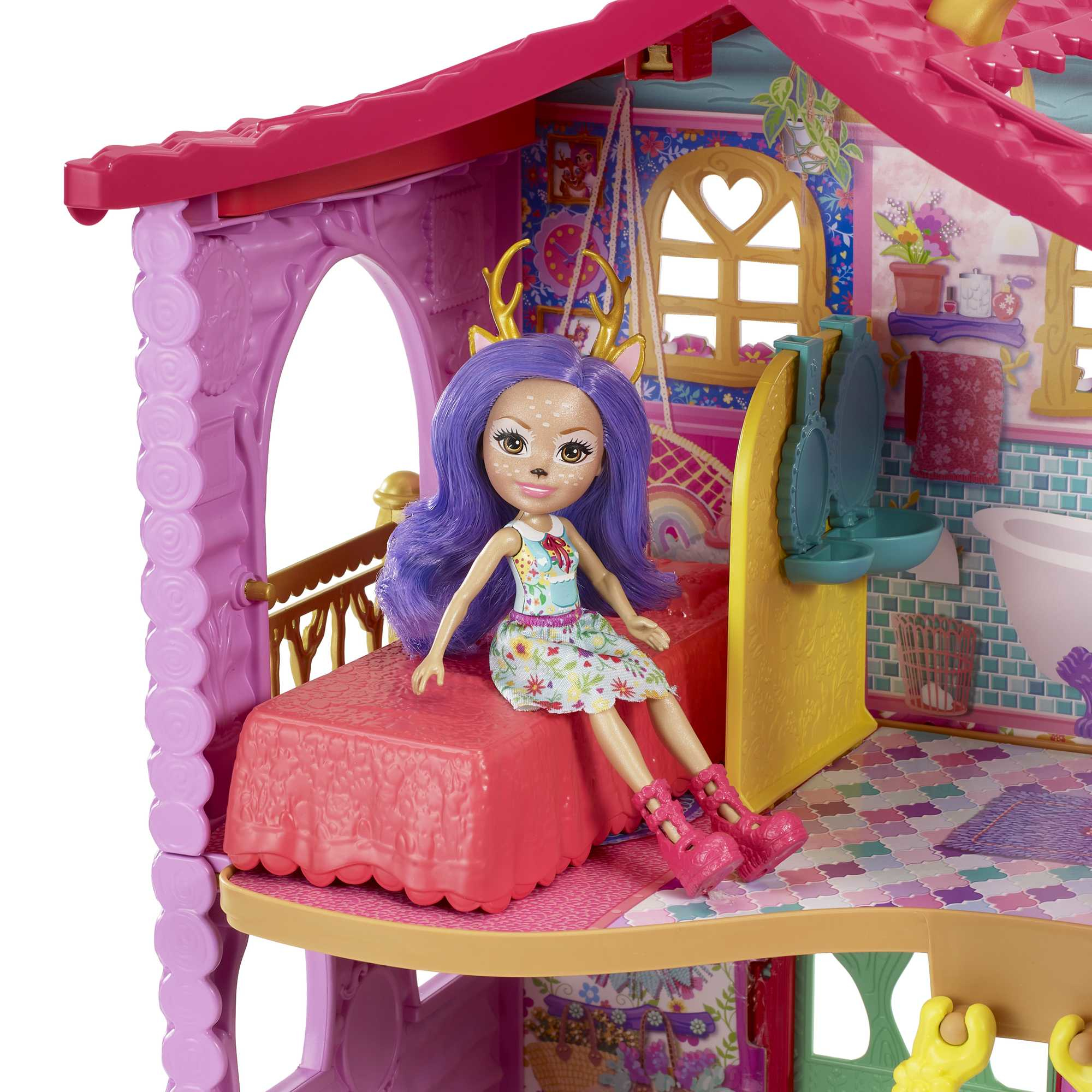 Enchantimals Hertenhuis, speelhuis met meubels, Danessa en hert