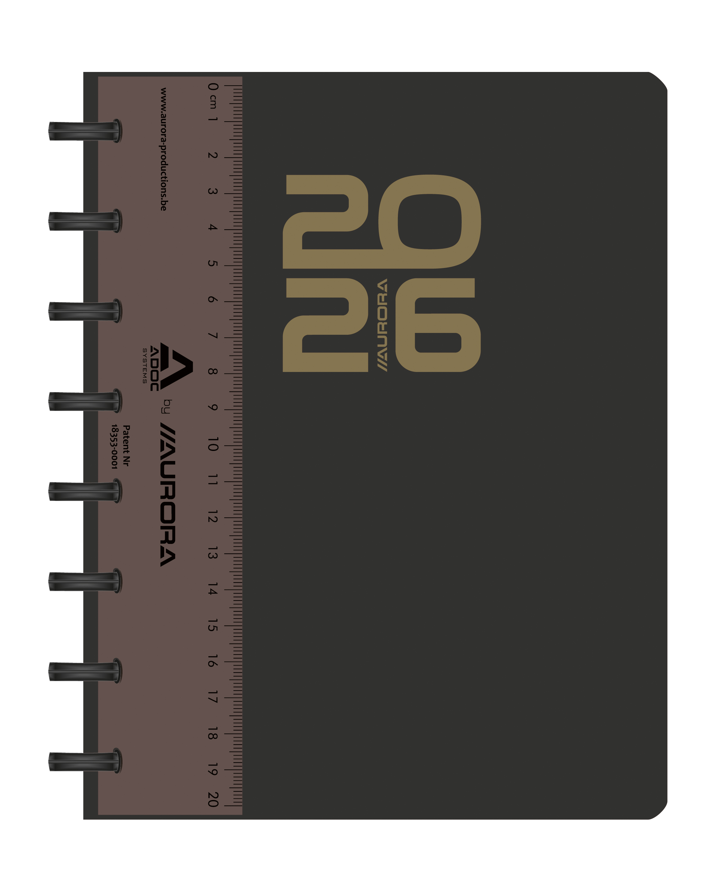 Aurora Agenda 2026 Largo Adoc Polypro 1dag/pag Zwart 16.3x21 cm
