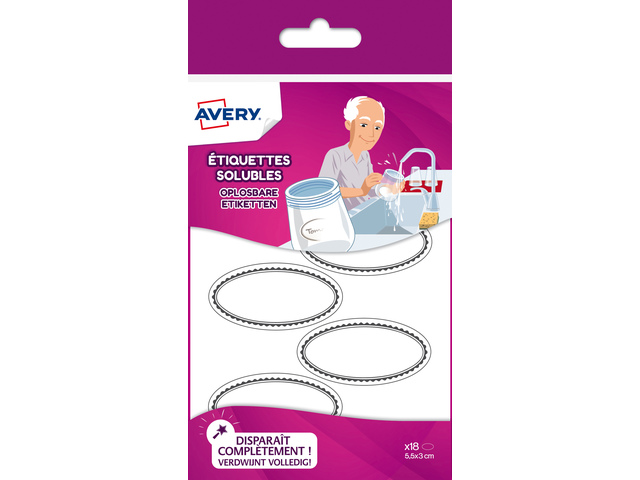 Avery Etiketten 55 x 30 mm Oplosbaar 18 stuks