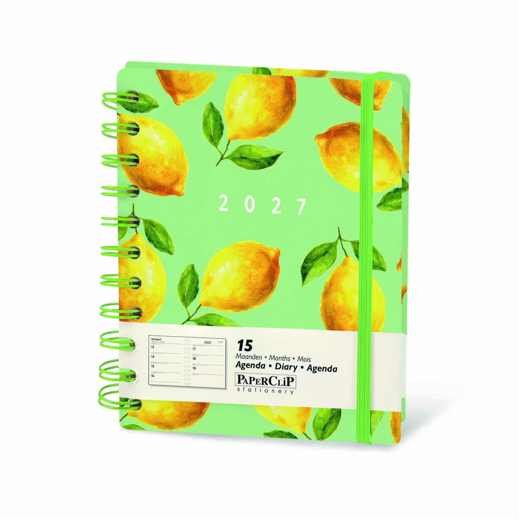 Paperclip Flex Agenda 2027 Bloom 15M Spiraal 1week/2pag assorti 12x15 cm - prijs per stuk