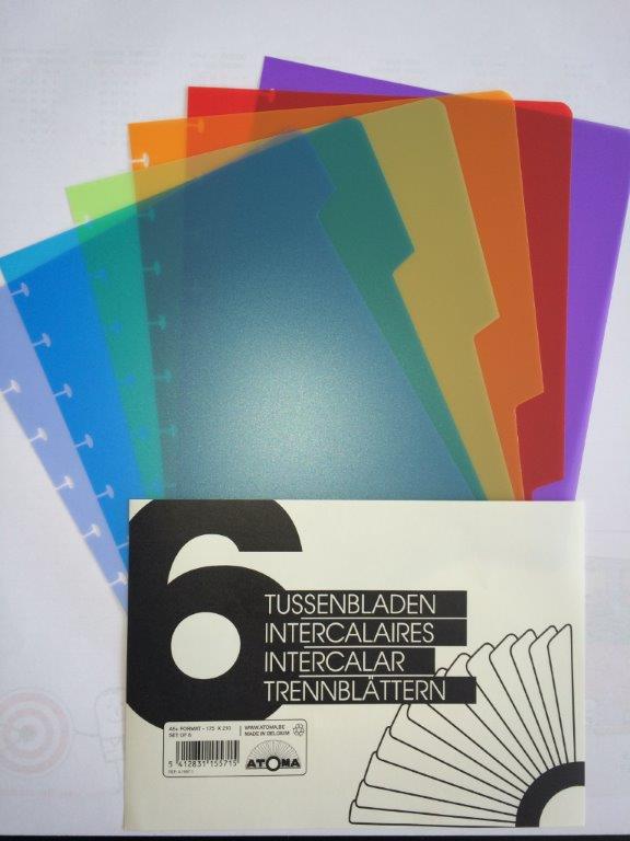 Atoma Tussenbladen A5+ PP 6 blad + Tabs - Assorti - Prijs per Stuk