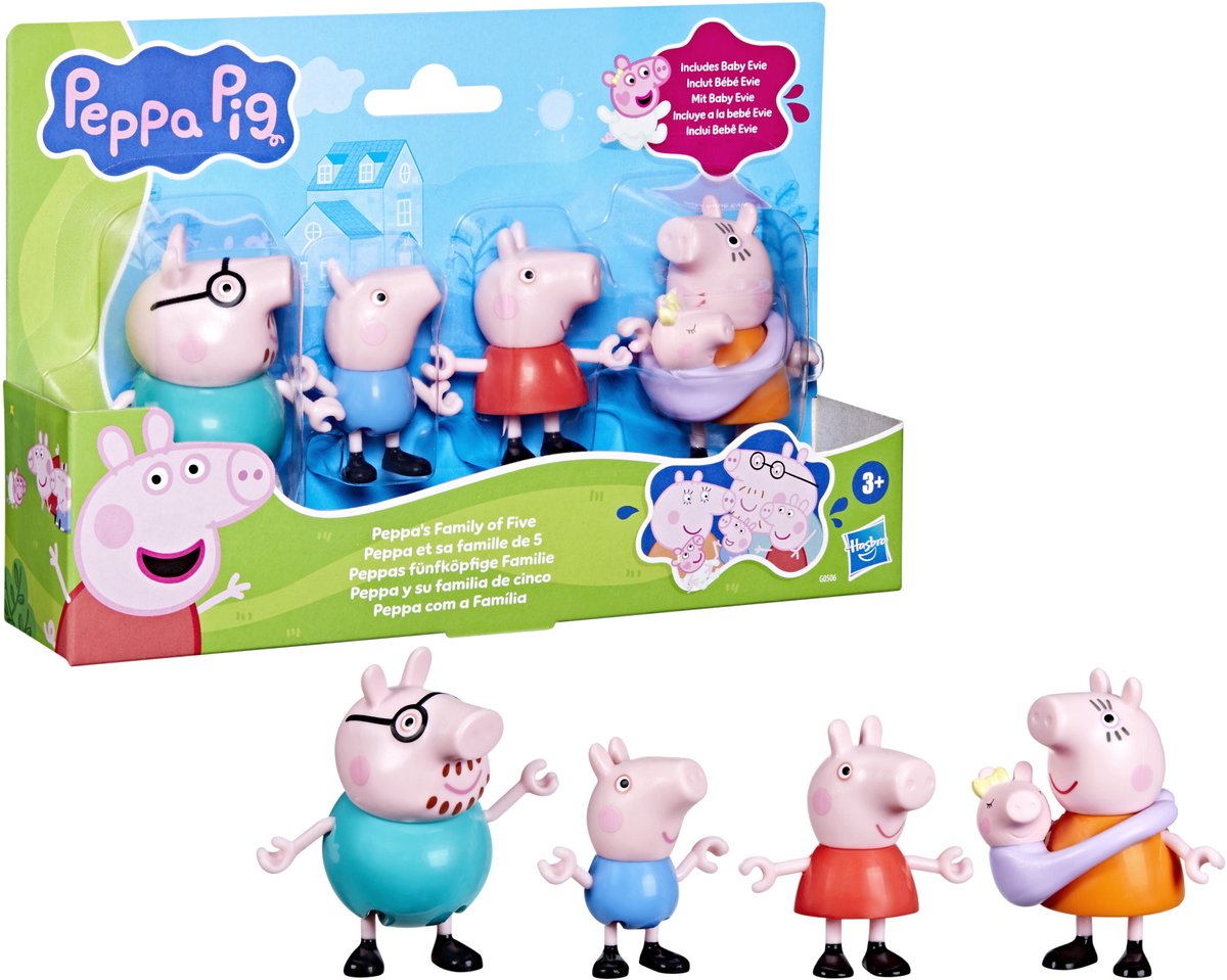 Peppa Pig, Peppas Avonturen familie figuren 5 pack met baby