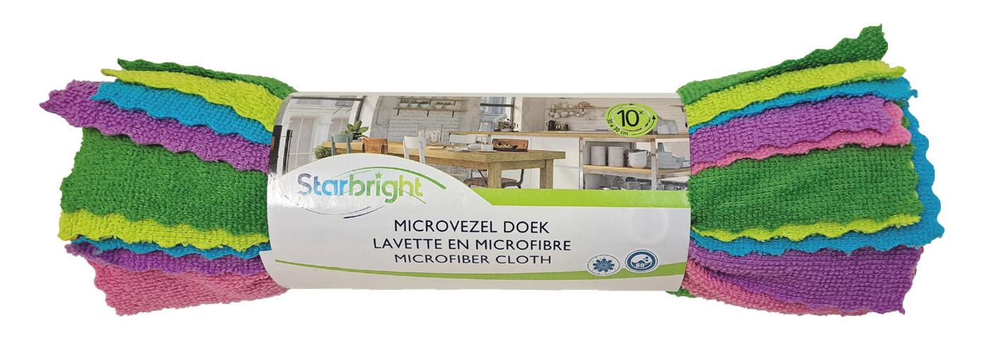 Starbright Microvezeldoek Warp 35x35 cm 10 stuks - 200g/m² - met Zigzag Rand