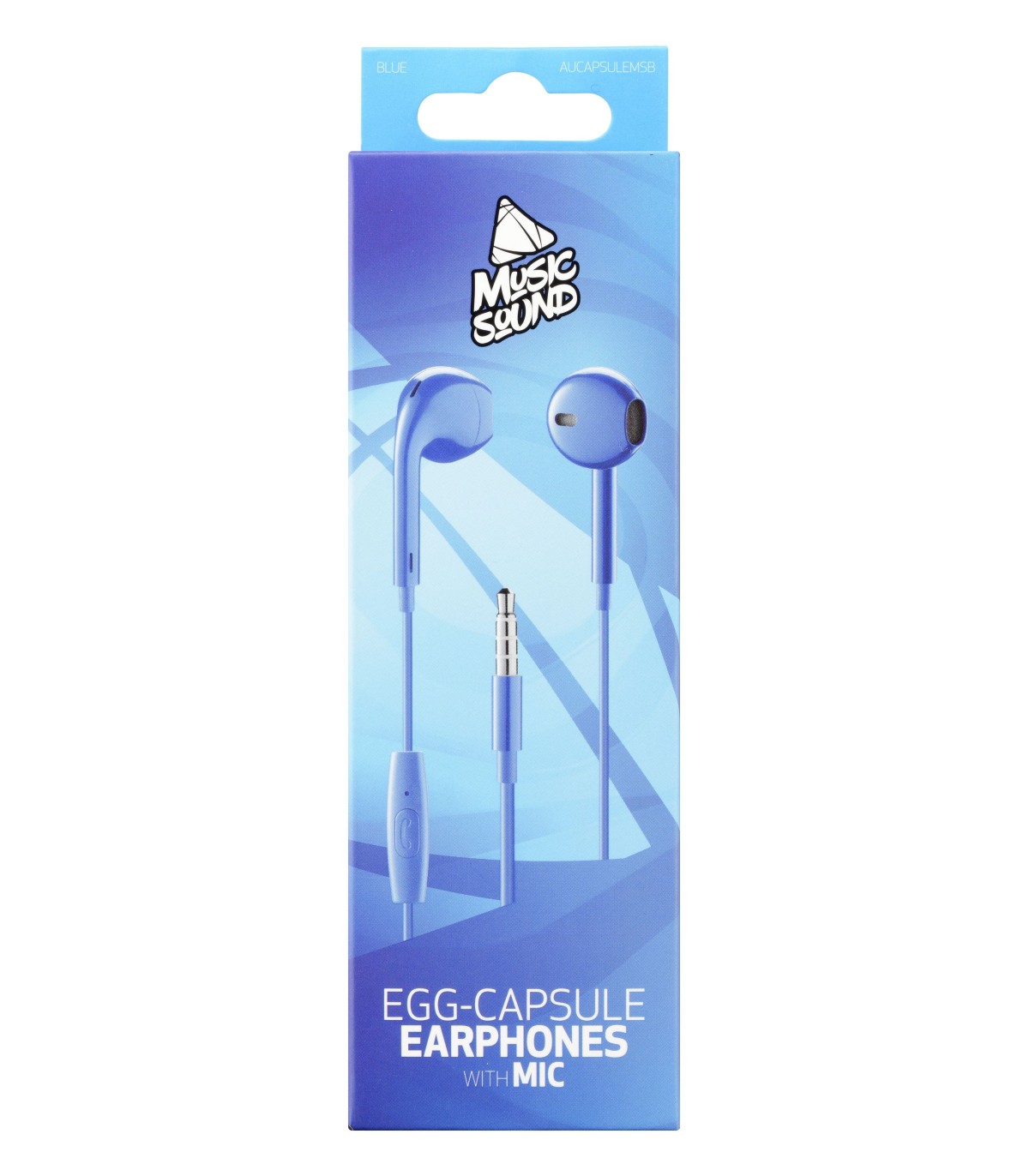 Music Sound Headphone Egg-Capsule met microfoon, blauw